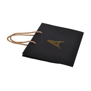 Hot Foil Stamping Custom Black Paper Bags With Handles 30x20x10cm