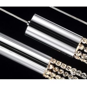 Modern chrome crystal ceiling chandelier for dining room long loft staircase