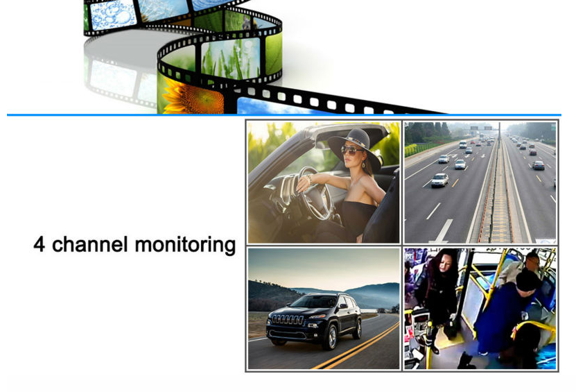 Multifunction Car Auto Secure Memory SD Card Mobile DVR 4 Channel Full D1 AHD