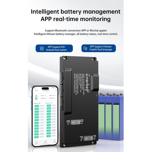 Enerkey BMS Protection Electric Vehicles Smart Bms 16S 17S 18S 19S 20S 21S 22S 23S 24S 100A 200A 300A with 8A Active Balance