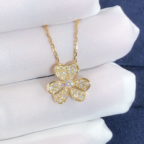 Fantastic Van Cleef & Arpels 18k Gold Frivole Pendant Mini Model Vs Natural Diamonds