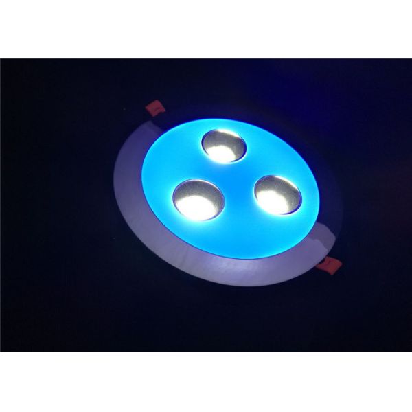 White Blue COB Led Ceiling Light , Round Silver Aluminium 18W+18W Downlight Led