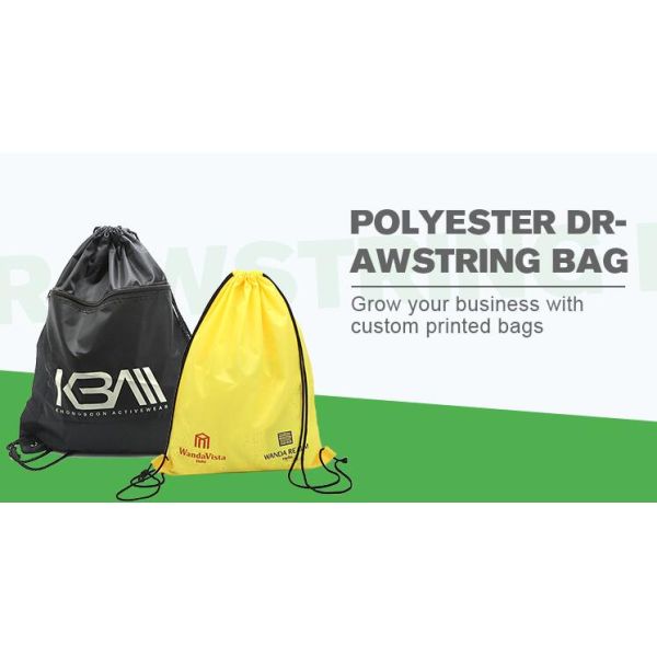 Drawstring Mesh Pocket 190T Sports Nylon Backpack Bags