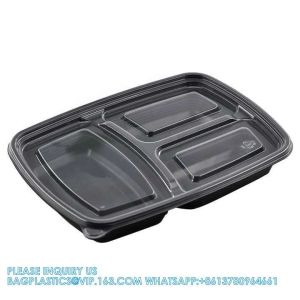 Takeaway Microwavable Plastic Disposable 3 Compartment Bento Food Storage Lunch