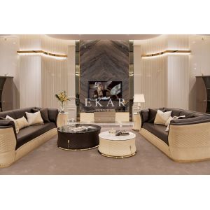 High Class Leather Living Room Furniture Large Sofa W002SF