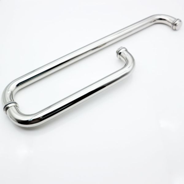 Tempered Glass Pull Handle with SS304 Vertical Stainless Steel Adjustable Design