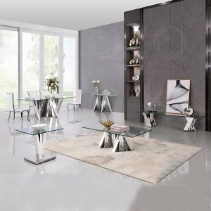Modern 51kg SS Console Table 160cmx45cmx75cm Canada Style Glass top