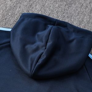 Long Drawstring Football Training Tracksuit Sky Blue Jacket Set