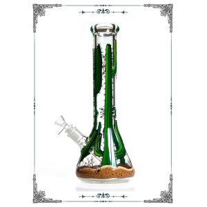 Green Cactus Art Glass Water Smoking Pipe 50x7mm Glass Tube