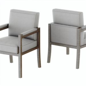 Modern Wood Dining Room Armchairs with Cushions Set of 2