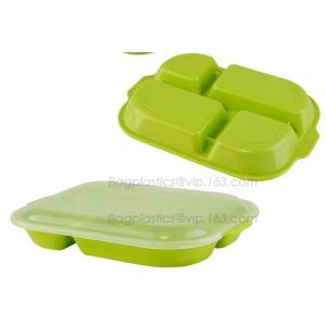 5 Compartment Lunch Box Disposable Plastic Food Container, biodegradable Fast