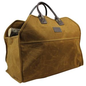 China Waterproof Waxed Canvas Firewood Bag , Large Capacity Firewood Tote Bag on sale