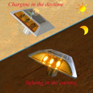 Yellow Solar Road Studs Aluminum Alloy PC Working Time ≥100h