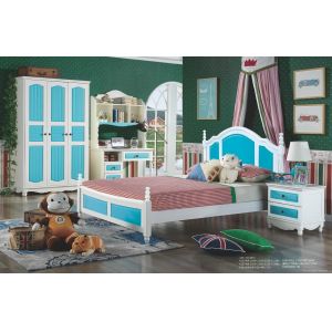 China modern blue solid wood teenager bed room furniture on sale