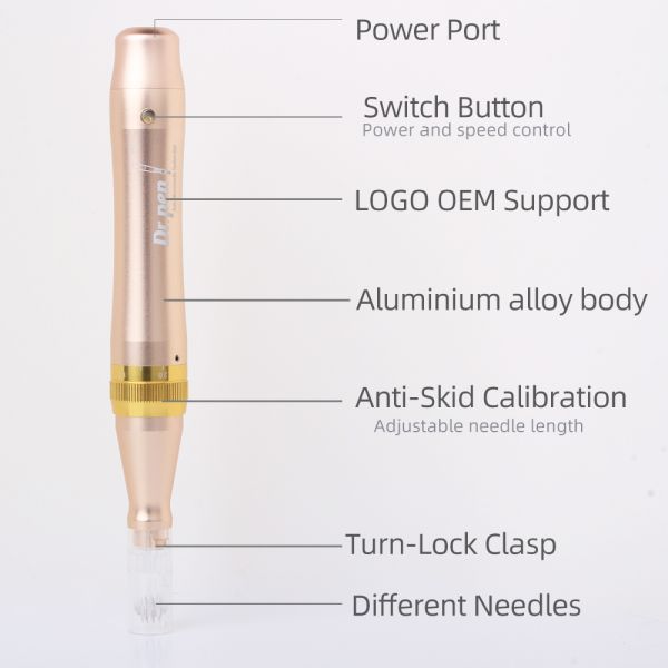 Electric Microneedle System Micro Derma Pen Adjustable 0.25mm - 2.5mm Needle Length