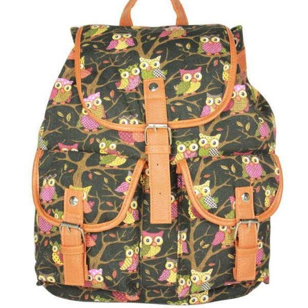 European and American style owl pattern casual fashion lady shoulder rucksack