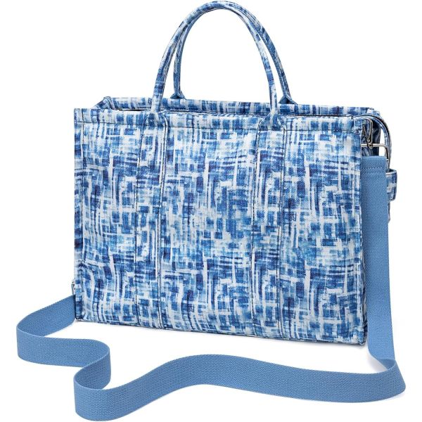 CANVAS TOTE BAG FOR WOMEN FASHION HANDBAGS SHOULDER BAG WITH ZIPPER CROSSBODY PURSE FOR WORK TRAVEL