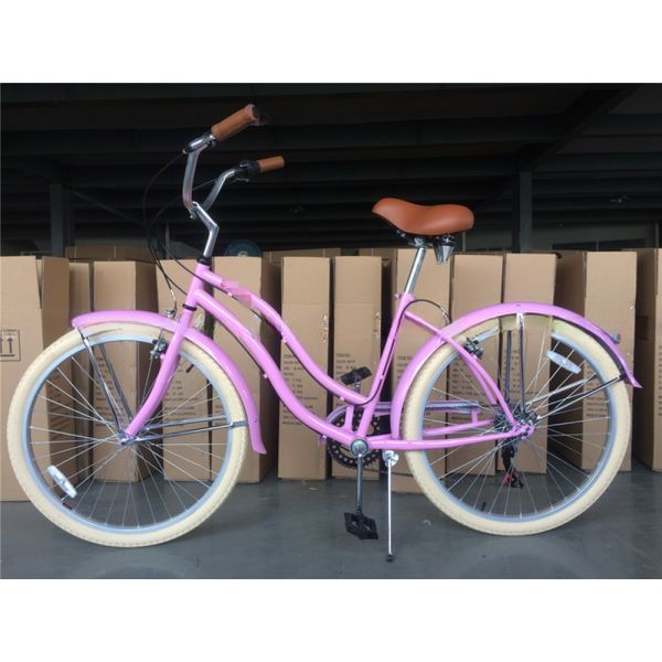 Step Through Design 26 Inch Beach Cruiser Bike with Coaster Foot Brake and White Color