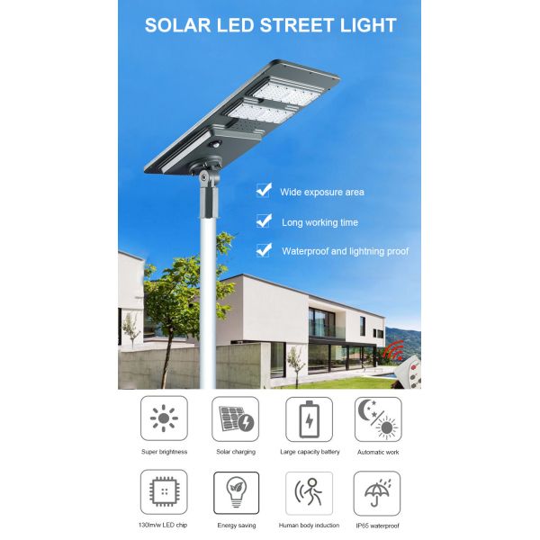 60mm Arrm Rod 6000K LED Solar Street Lights For Country Roads