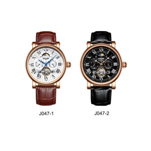 KINYUED wristwatches automatic men moon phase luminous tourbillon skeleton
