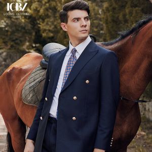 Men's No-Iron Business Casual Slim Formal Dress Suit Woven Striped Custom Fabric