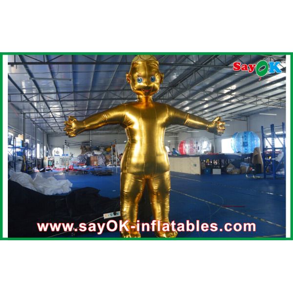 Golden Man Cloth Inflatable Cartoon Characters For Birthday Parties