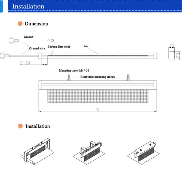 Industrial Static Eliminator Anti Static Brush AP-AC0001 for Textile / Plastic Industries