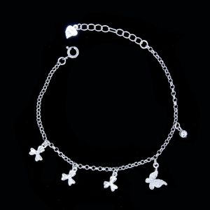 Triangle Design Sterling Silver Chain Bracelet / Cubic Zirconia Cuff Bracelet