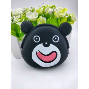 OEM Soft Silicone Toys Reusable Bags Black Cartoon Bear Shape