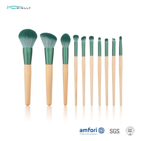 Buy Cosmetic Tools 10pcs Synthetic Makeup Brush Set With Wooden Handle at wholesale prices