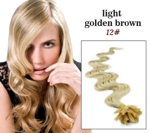 Buy 32" Custom Human Hair Wigs ,  Golden U - Tip 100% Remy Real Pre Bonded Hair Extension at wholesale prices