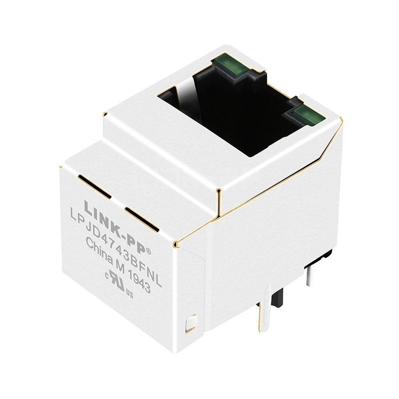Quality LPJD4743BFNL Vertical RJ45 Connector with 1000 Base-T Integrated Magnetics Green/Green Leds for sale