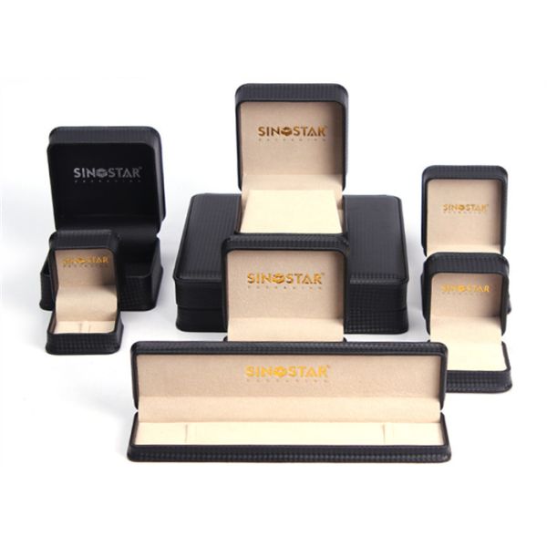 Buy Black Leather Jewelry Box  Custom Logo Insert: Velour Foam For Gift Packaging at wholesale prices