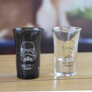 Logo Printed Clear Unique Shot Glasses With Color Decal