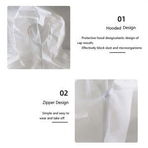 White Hooded Disposable Surgical Gown Hospital Prevent Dust And Dirt
