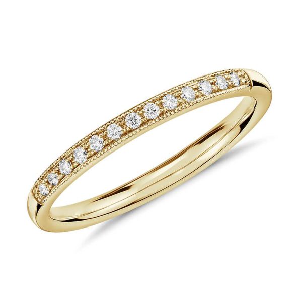 Matching Stacking 14K Yellow Gold Jewelry ring 0.2ct 1.5mm size Claw setting Type