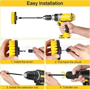 Drill Brush Set for Cleaning - Power Scrubber Brush Towel Kit with Extend