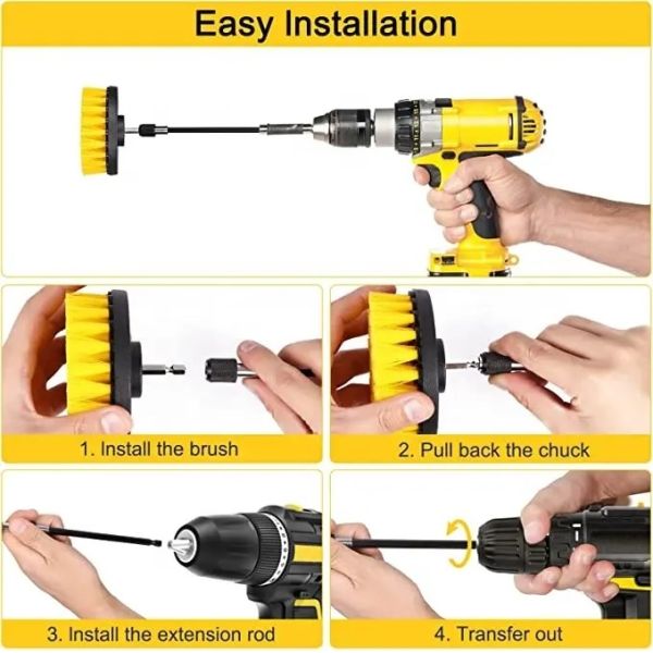 Drill Brush Set for Cleaning - Power Scrubber Brush Towel Kit with Extend