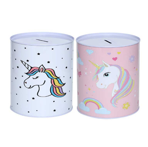 0.2mm Thickness Tin Can Piggy Bank With Unicorn Kids Gift Saving Money Box