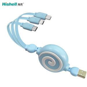 Portable ABS Retractable Cell Phone Charger , Antiwear C Type Mobile Charging