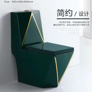Green Ceramic Washdown Bathrooms Toilets Square Diamond Shape