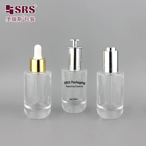 GL024 50ml Luxury Wholesale Customization Mold Glass Bottle With Different Type Dropper Lid For Facial Essence