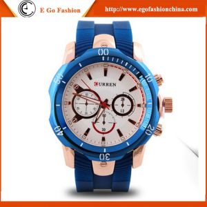 Top Quality Factory Price Curren Watch 8163 Rubber Band Stainless Steel Back