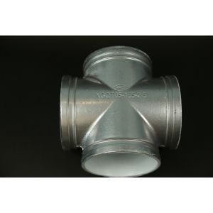 Silver Lined 4 way elbow pipe fitting Ductile iron Grooved