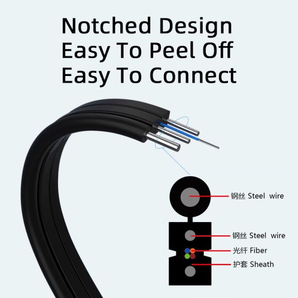 Outdoor Aerial GJYXCH Drop Cable LZSH Single Mode 1 2 4 Core G652D G657A1 G657A2