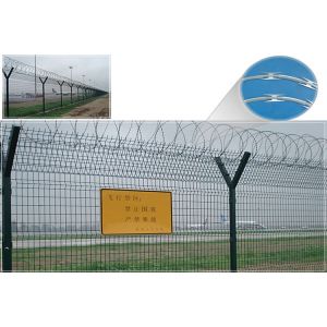 Black Perimeter Fence Airport Galvanized Barbed Anti Climb Fence Panels