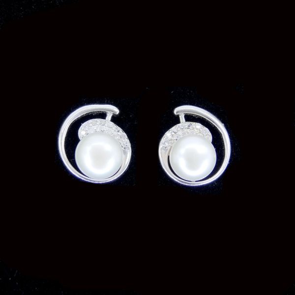 Ture 925 Sterling Silver S Symbol Drop Earrings With Pearl Minimalist Style