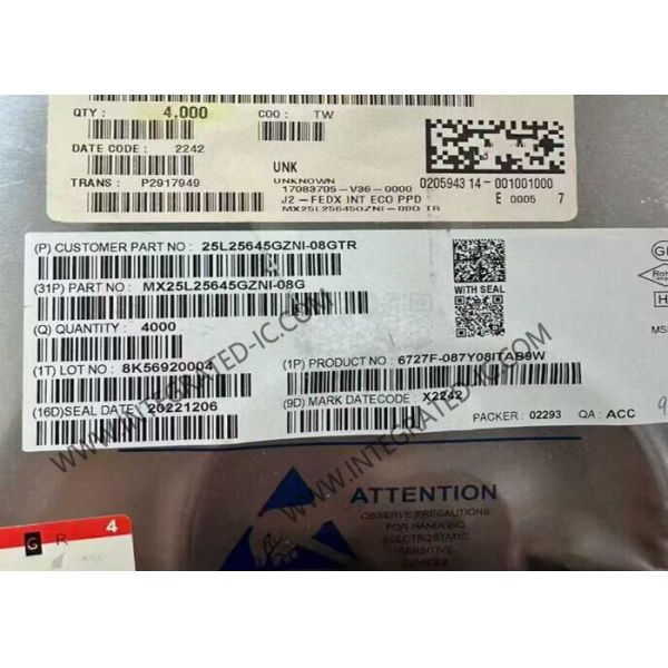 Buy MX25L25645GZNI-08G Memory IC Chip 120MHz 256Mbit SPI NOR Flash Memory IC WSON8 at wholesale prices