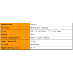 Nonstandard 9588214 Automotive Release Bearing Thrust Ball Bearing
