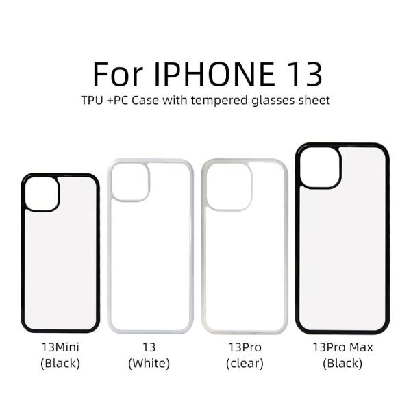 Printable Back Phone Cover 2D Sublimation TPU Tempered Glass Mobile Case For IPhone 13 14 15 16